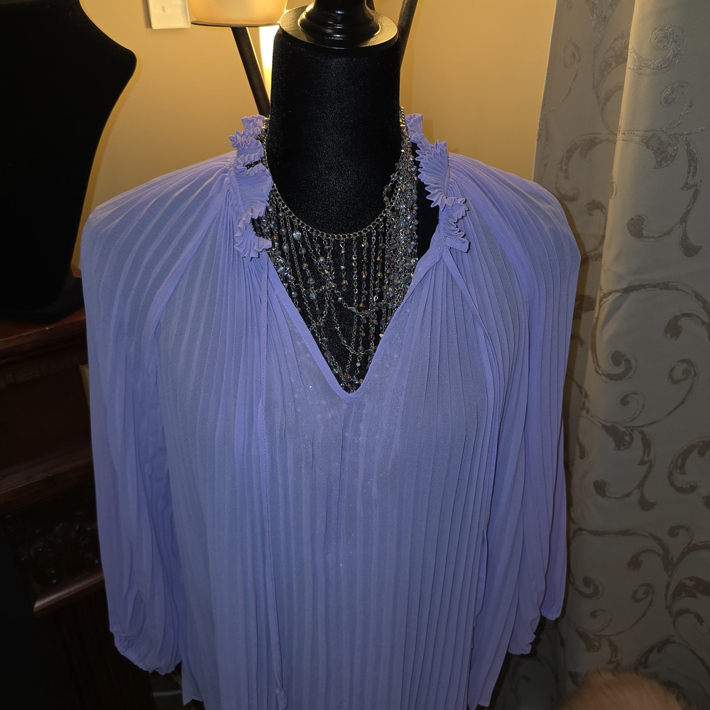 New York & Company Lavender Pleated Blouse